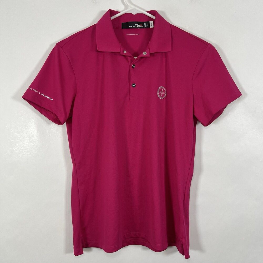 RLX Ralph Lauren Golf Polo Shirt Womens Size Small Pink Snap Collar Short Sleeve